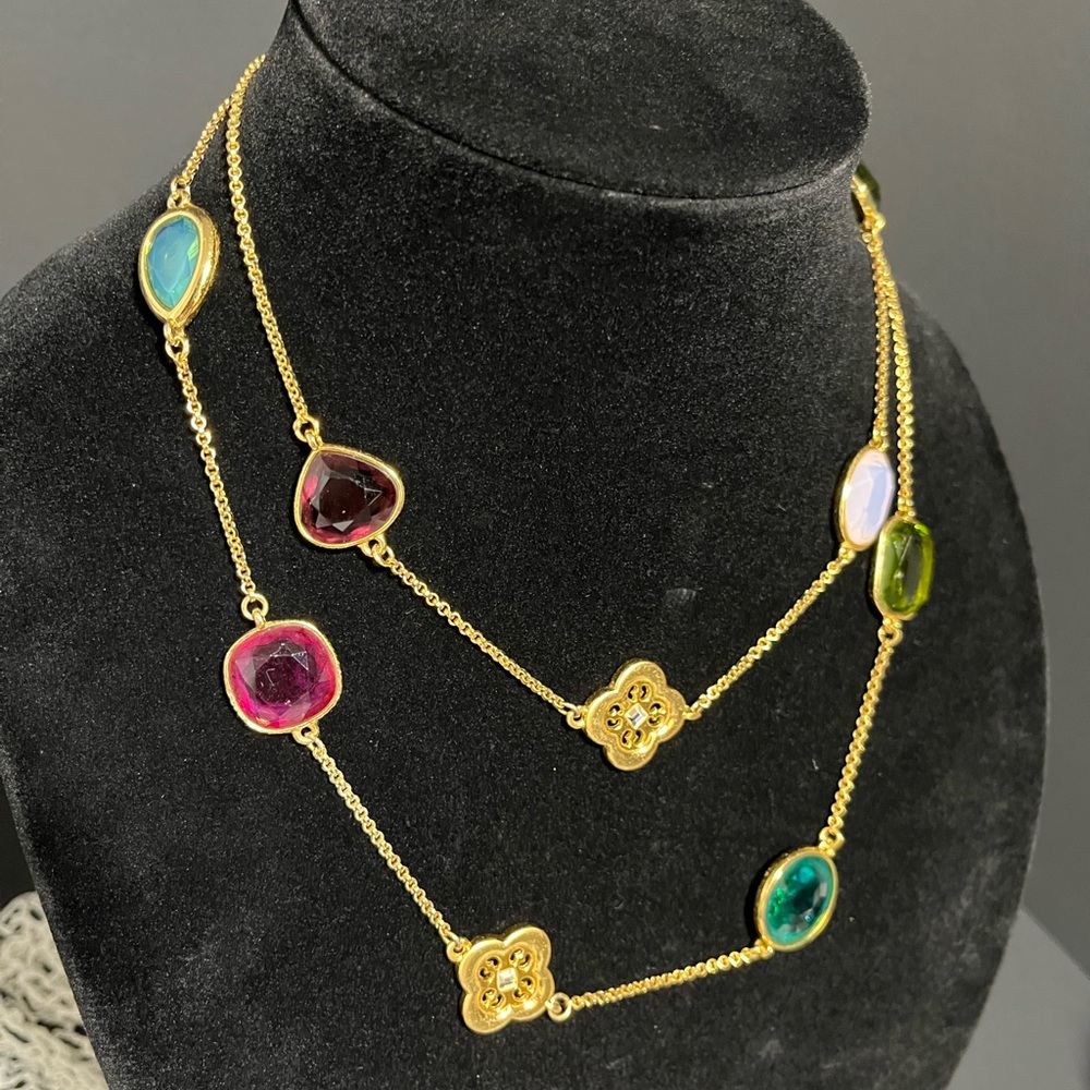 My Flat in London Gold Necklace with multicolored gemstones